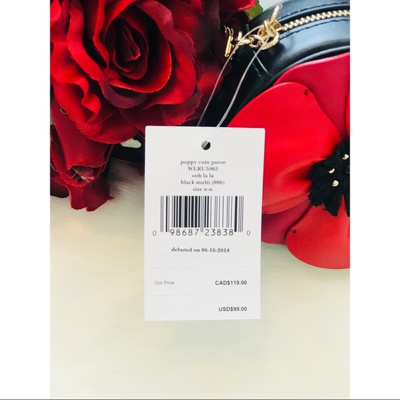 K♠️NY Ooh La La Poppy Coin Purse Key Fob - NWT!! - Picture 7 of 8